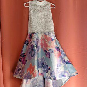 Speechless Kids Lovely white lace and blue skirt dress